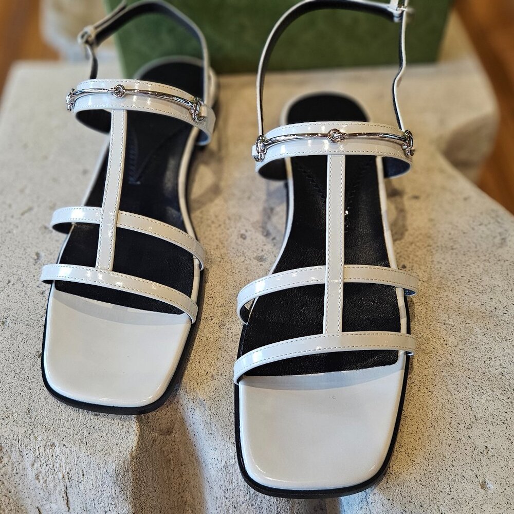 Gucci Slim Horsebit Flat Sandal 776648 CLG00 - 5911 Light white Leather 38+
